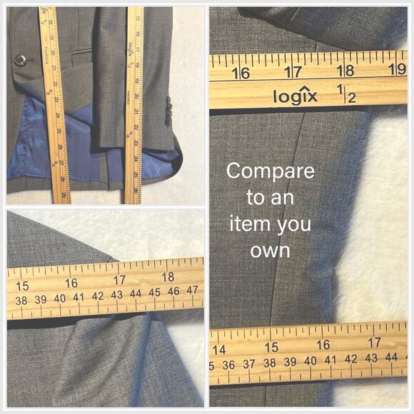 Joseph Abboud 36S 28x28 Solid Gray Nailhead 2 Piece Suit - Picture 14 of 16